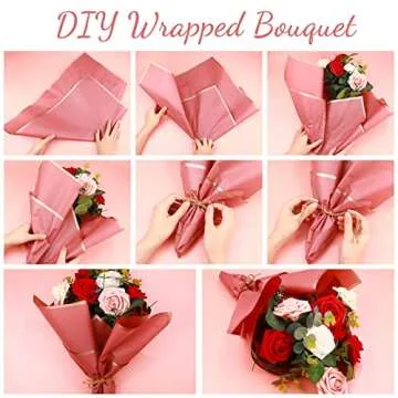 Pajean 320 Sheets Valentine Day Waterproof Bouquet Wrapping Paper Gold Edge Flower Wrapping Paper Assorted Flower Korean Wrap Florist Paper for Bouquets Packaging DIY Crafts Supplies(Fresh Color)