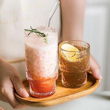 SoulTimes Vintage Glassware Set of 4 Unique Drinkware