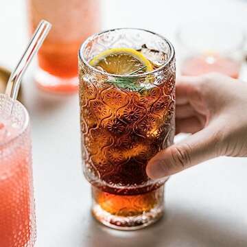 SoulTimes Vintage Glassware Set of 4 Unique Drinkware