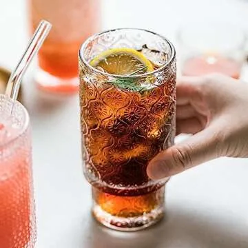 SoulTimes Vintage Glassware Set of 4 Unique Drinkware