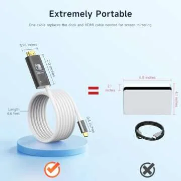 JINGDU Upgraded Portable HDMI Adapter Compatible with Nintendo Switch NS/OLED, USB C to HDMI Cable Replaces The Original Switch Dock for TV Screen Mirroring, Convenient for Travel, 4K HD, 2m, Black