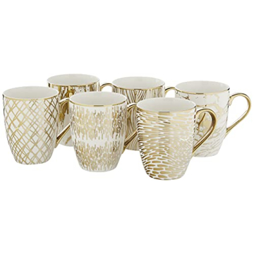 Matrix Gold Porcelain Gold-Plated Coffee Mug Set - Elegant 16 oz Luxury Design