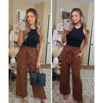 Stylish High Waist Leopard Print Palazzo Pants for Women