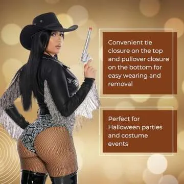 Forplay Ride it Out Cowgirl Costume – Women’s Wild Western Cowboy Costume with Crop Top, Paisley Print Shorts & Waist Belt – Cowgirl Costume for Halloween, Cosplays & Roleplays - L/XL