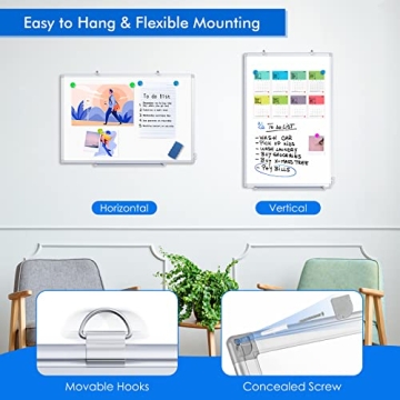 TRIPOLLO 24x18 Magnetic White Board for Home Office