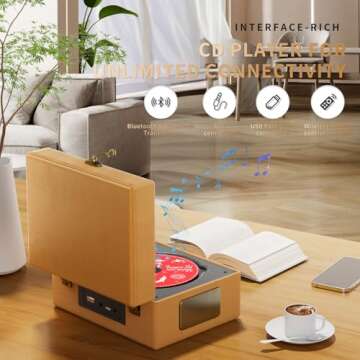 Yintiny Time Music Box CD Player with Speakers; Bluetooth Transmitter; Festival Gift; BGM Player for...