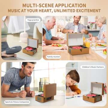 Yintiny Time Music Box CD Player with Speakers; Bluetooth Transmitter; Festival Gift; BGM Player for Home Decor (Brown)