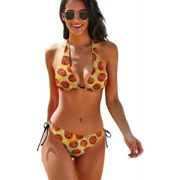 Stylish Halter Pizza Bikini Set for Women