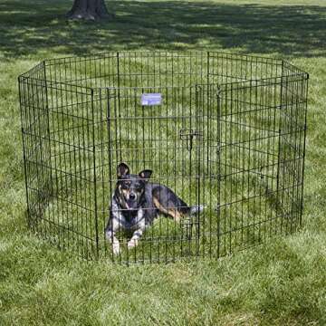 MidWest Homes for Pets Dog Exercise Pen & Playpen, 24"W x 36"H, With Door, Black