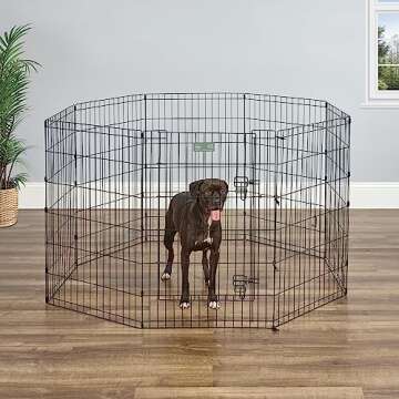 MidWest Homes for Pets Dog Exercise Pen & Playpen, 24"W x 36"H, With Door, Black