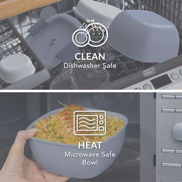 Bentgo Salad Container - 54 oz Bowl with 4-Compartment Toppings Tray, Leak-Proof Dressing Container, Reusable Fork, BPA-Free Lunch Box for Meal Prep & Food Storage; Removable Bento Tray (Slate)