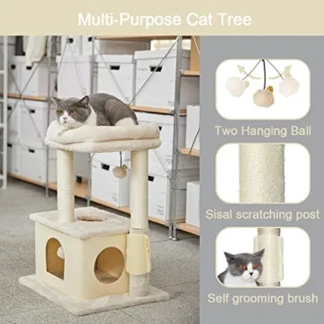 MECOOL Cat Tree with Scratching Posts and Condo Beds