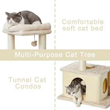 MECOOL Cat Tree with Scratching Posts and Condo Beds