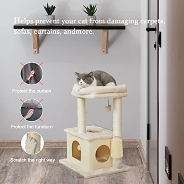 MECOOL Cat Tree with Scratching Posts and Condo Beds