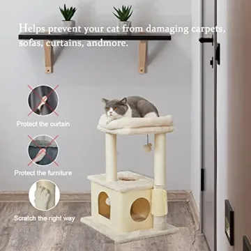 MECOOL Cat Tree with Scratching Posts and Condo Beds