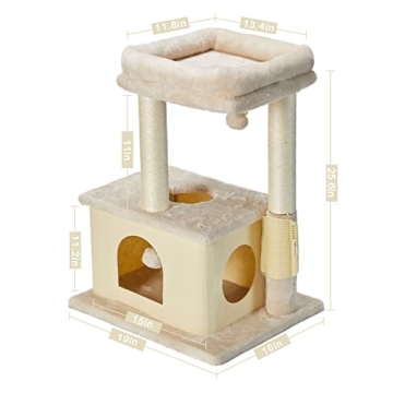 MECOOL Cat Tree with Scratching Posts and Condo Beds