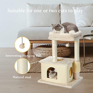 MECOOL Cat Tree with Scratching Posts and Condo Beds