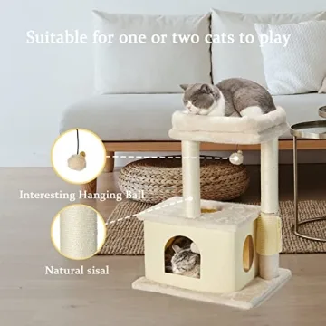MECOOL Cat Tree with Scratching Posts and Condo Beds