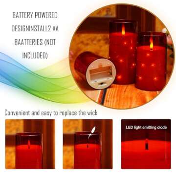 kakoya Flickering Flameless Candles with Remote,5 Pc LED Pillar Candles Battery Operated Candles wit...
