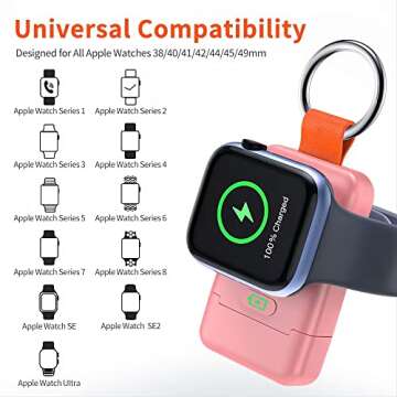 Portable Wireless Charger for Apple Watch,HUOTO iWatch Charger 1400mAh Smart Keychain Power Bank,Portable Magnetic iWatch Charger for Apple Watch Series 9/8/7/6/SE/5/4/3/2/1/UItra/UItra 2