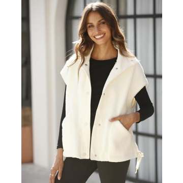 Gozoloma Women's Trendy Oversized Fleece Vest with Pockets