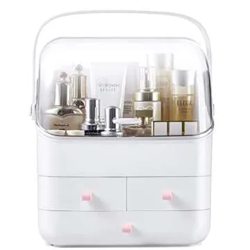 SUNFICON Preppy Skincare Organizers Makeup Organizer Holder Beauty Cosmetic Storage Box Large Displa...