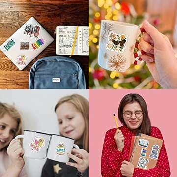 100PCS Reading Stickers Pack Motivational Decals Stickers for Water Bottle Positive Books Study Stickers for Teen Students Teachers Adults Kids Waterproof Laptop Stickers for Phone Skateboard Decor