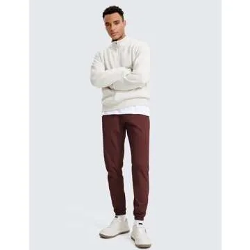 CRZ YOGA Mens 4-Way Stretch Golf Joggers with Pockets 30" - Track Gym Athletic Workout Hiking Pants Dark red Medium