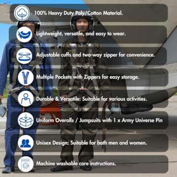 Army Universe Military Style Flightsuit with Pockets for Men