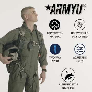 Army Universe Military Style Flightsuit with Pockets for Men