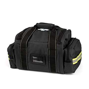Scherber Fully-Stocked First Responder Bag | Professional EMT/EMS Trauma & Bleeding Medical Kit | HSA/FSA Approved | CAT Tourniquet, HyFin Chest Seal, Israeli Bandage & 250+ First Aid Supplies (Black)