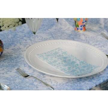 Stxy Blue Floral Disposable Dinner Napkins for Events