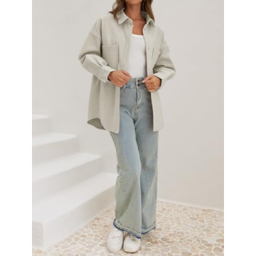 Stylish MEROKEETY Women's Wool Shacket Jacket for Fall