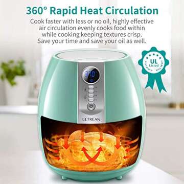 Ultrean Air Fryer, 4.2 Quart Electric Hot Airfryer Oven Oilless Cooker for Quick Easy Meals, Nonstic...