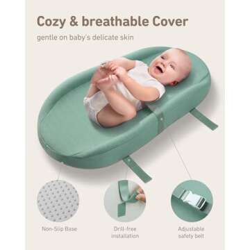 Blissful Diary Baby Changing Pad with Waterproof Lining Foam, Includes a Soft & Washable Cover, Contoured Changing Table Pads for Dresser Top with Non-Slip Bottom, 32”×16” (Green, Avocado)