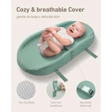 Blissful Diary Baby Changing Pad with Waterproof Lining Foam, Includes a Soft & Washable Cover, Contoured Changing Table Pads for Dresser Top with Non-Slip Bottom, 32”×16” (Green, Avocado)