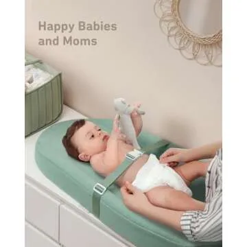 Blissful Diary Baby Changing Pad with Waterproof Lining Foam, Includes a Soft & Washable Cover, Contoured Changing Table Pads for Dresser Top with Non-Slip Bottom, 32”×16” (Green, Avocado)