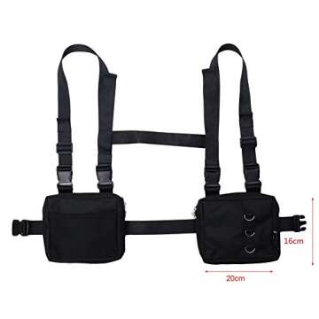 NEDVI Men Women Fashion Chest Front Bag Hip Hop Streetwear Functional Waist Packs Bag Adjustable Tac...