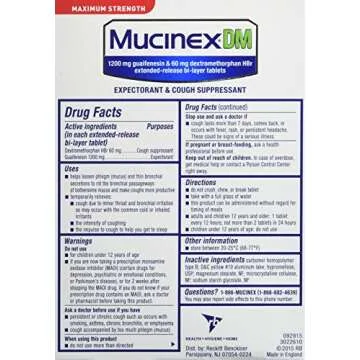 Mucinex DM Maximum Strength 12-Hour Expectorant and Cough Suppressant Tablets, 14 ct
