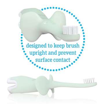 Dr. Brown's Infant-to-Toddler Training Toothbrush Set, Mint Elephant with Fluoride-Free Strawberry Baby Toothpaste, 0-3 Years (Styles May Vary)