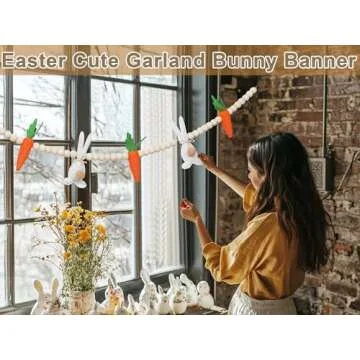 Cute Easter Banner with Bunnies and Carrots Garland