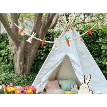 Cute Easter Banner with Bunnies and Carrots Garland