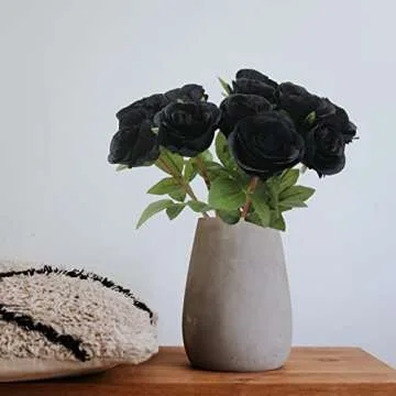 Hananona Black Artificial Roses Bouquet for Halloween Decor