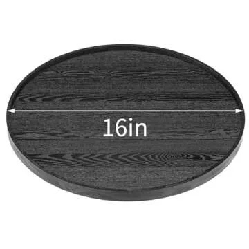 16 inch Round Solid Wood Serving Tray Extra Large Tea Coffee Snack Food Meals Serving Plate Non-Slip Kitchen Party Bar Server Ottoman Tray Breakfast Tray with Raised Edges Heavy Duty Edition Black