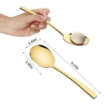 Stainless Steel Serving Spoon x 3, Slotted Serving Spoon x 3, 9.14 Inches Large Serving Utensils Set of 6 for Catering, Dishwasher Safe (Gold)