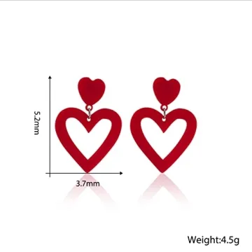 Heart Love Couple Colorful Stud Earrings for Women