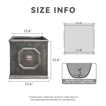 Kante Square Lion Head Concrete Planter for Home & Garden