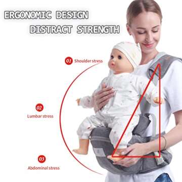 Huifen Baby Carrier with Hip Seat, Multi-Functional 9 in 1 Baby Carrier Newborn to Toddler for All S...