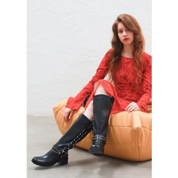 MUCCCUTE Stylish Knee High Moto Boots for Women