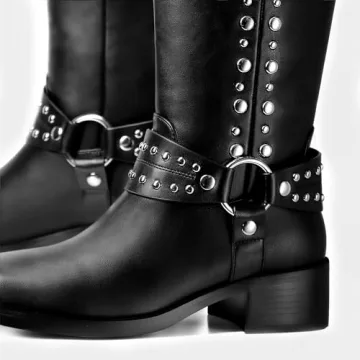 MUCCCUTE Stylish Knee High Moto Boots for Women